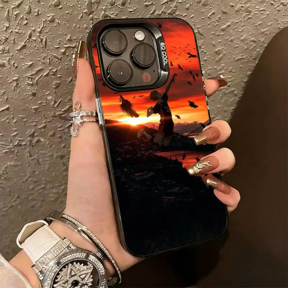 H-Haikyuu Anime Phone Case For iPhone 17,16,15,14,13,12,11 Plus,Pro Max,XS,Colorful Silver Phone case Funda Cover