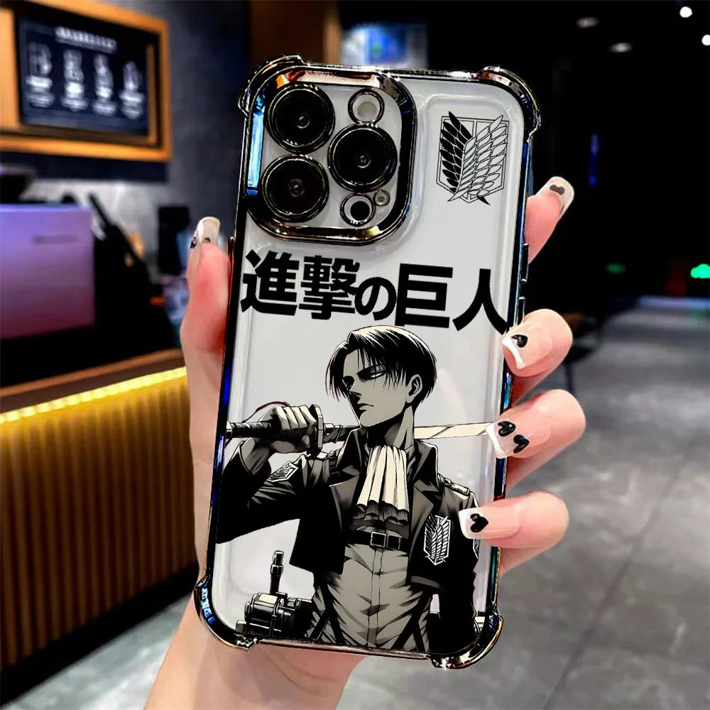 Anime Attack On Titan Levi Plating Phone Case For iPhone 17 16e 16 15 14 13 12 11 Pro Max X 7 8 Mini Air Plus Anti-Fall Airabag