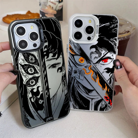 Demon Slayer Flame Plating Case for iPhone 15 16E 16 11 14 13 12 Pro Max XS X XR Plus 8 7 SE 2020 Shockproof Matte Hard Cover