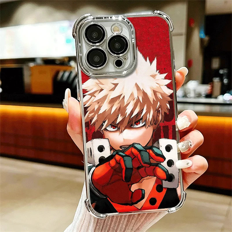 MHA My Hero Bakugou Katsuki Plating Phone Case For iPhone 16 17 Pro Max Air 17E 16E 14 15 Plus 12 13 11 Anti-Fall Protection Cov