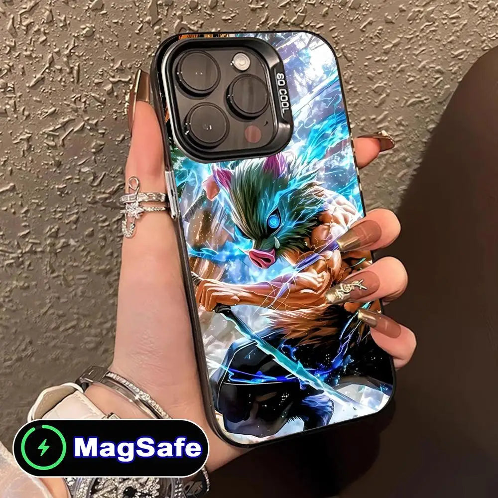 Demon Slayer Inosuke Phone Case for iPhone 16 15 14 13 12 11 Pro Max Plus MagSafe Translucent Colour Protective Smartphone Cover