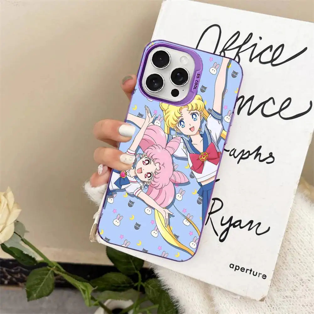 Anime S-Sailor M-Moon Phone Case For iPhone 17 16 15 14 13 12 11 Pro Max Color Black Matte Cover