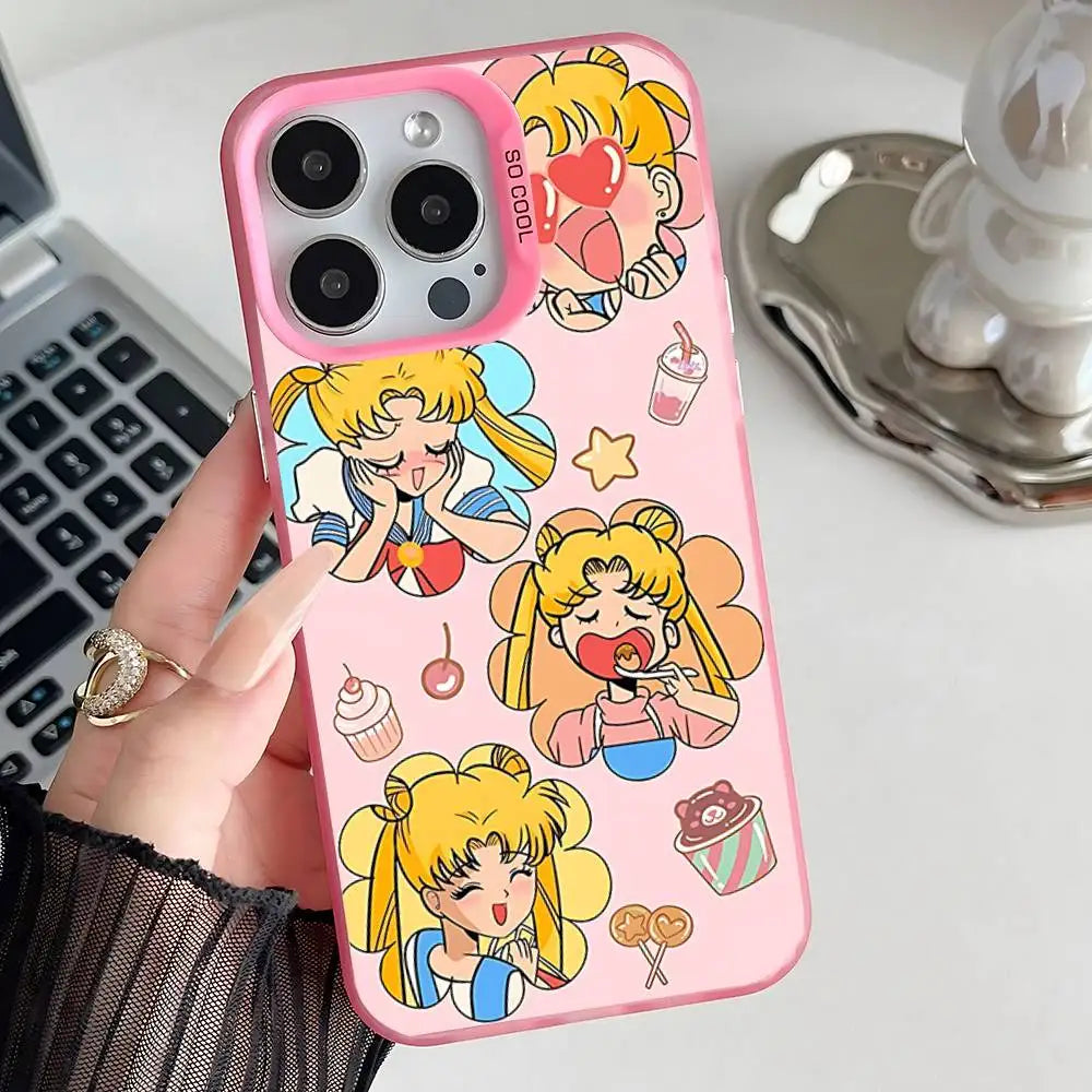 Phone Case For iPhone 17,16,15,14,13,12,11,Pro,XS,Max,Plus,Mini,SE Anime S-Sailor-M-Moon Pink Candy Matte Shockproof Cover