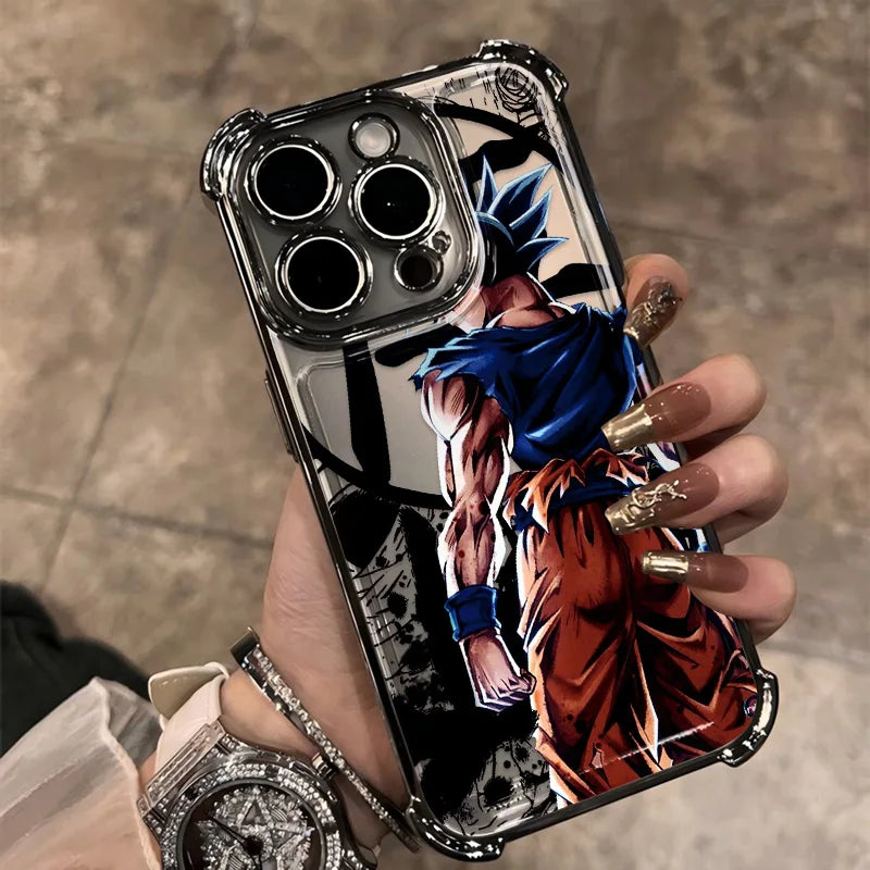 Hot Anime Plating Phone Case For iPhone 17 17e 16e 16 15 14 13 12 11 ProMax X XR Mini Air Plus Anti-Fall Airabag D-Dragons Balls