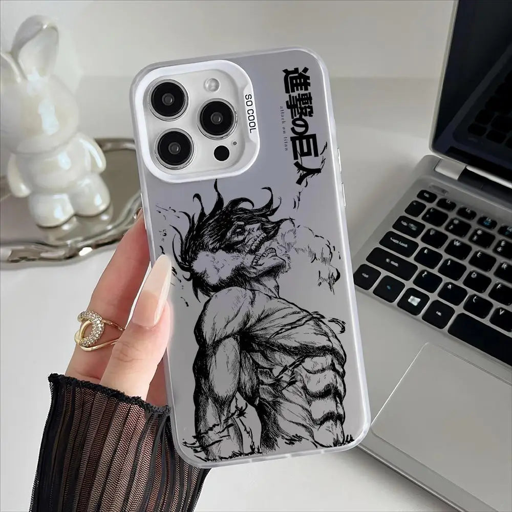 Hot Anime A-Attack on Titan Phone Case For iPhone 17 16 15 14 13 12 11 Pro Max Designer Matte Laser Aurora Funda Phone Case