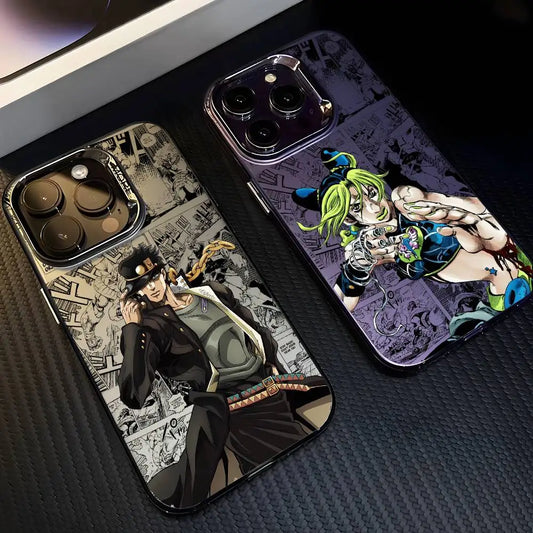 Anime J-JOJO Cool Phone Case For iPhone 17 16 15 14 13 12 11 Pro Max Air multicolor Matte Laser Metallic Aurora Funda