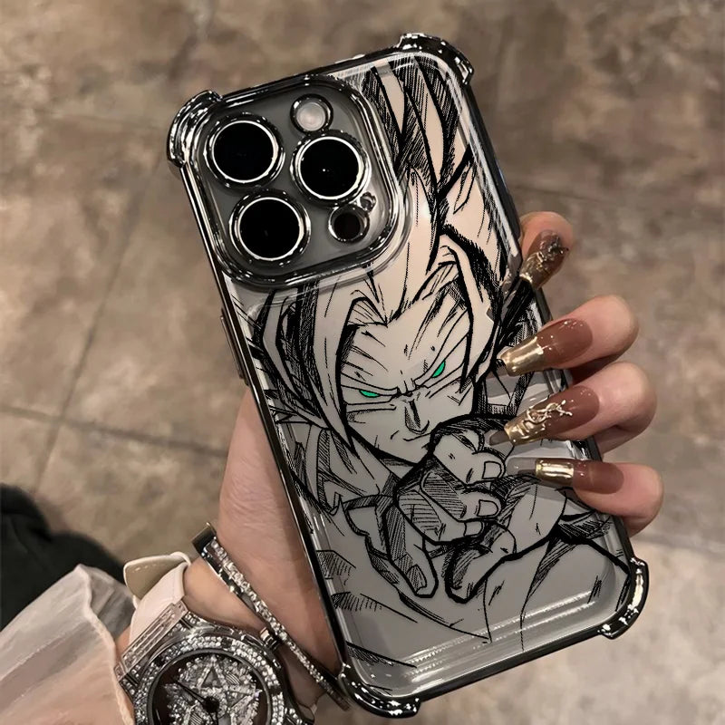 Black Comics D-Dragons Plating Phone Case For iPhone 17 17e 16e 16 15 14 13 12 11 ProMax Mini Air Plus Anti-Fall Airabag B-Balls