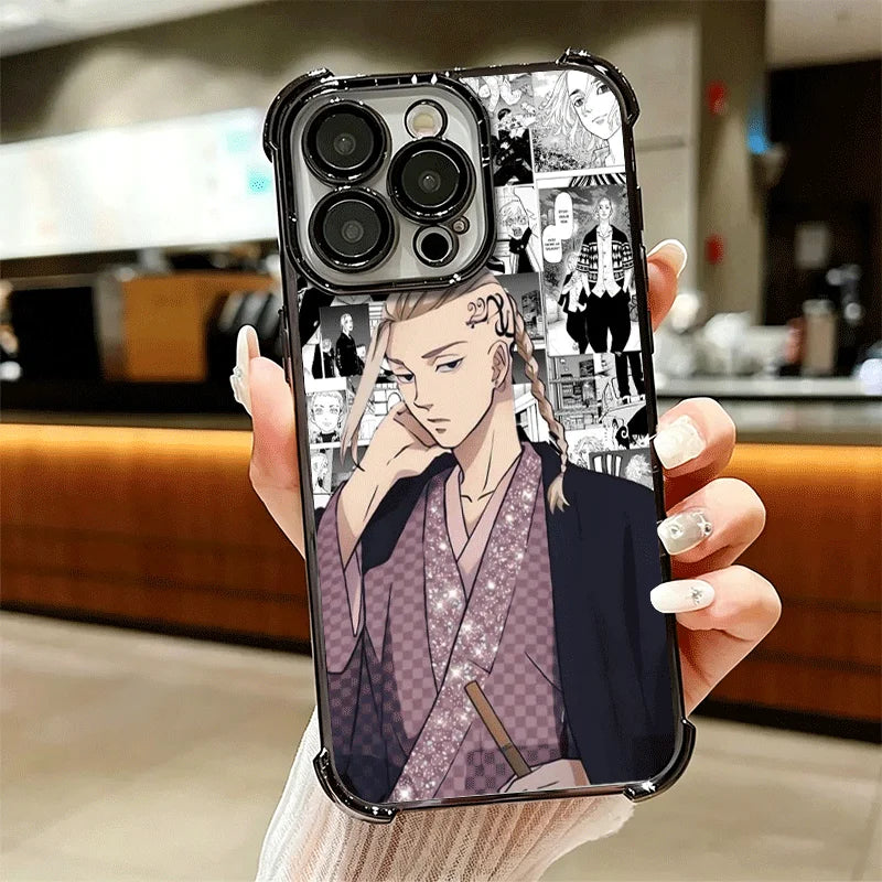 Tokyo Revengers Anime Plating Phone Case For iPhone 16 17 Pro Max Air 17E 16E 14 15 Plus 12 13 11 Anti-Fall Protection Cover