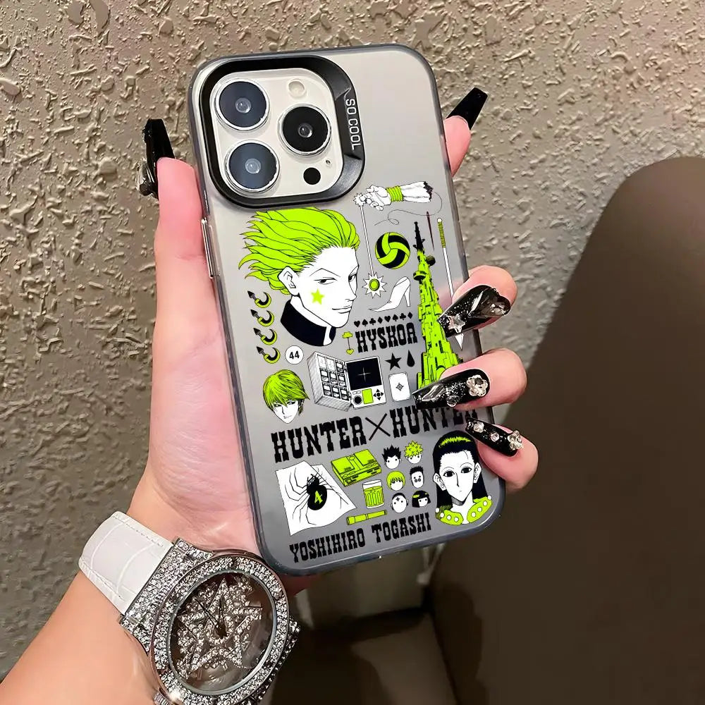 HUNTER HUNTER Phone Case For lMDColor Silver Shell For lPhone 17 16 e 15 14 13 12 11 Pro Max Plus