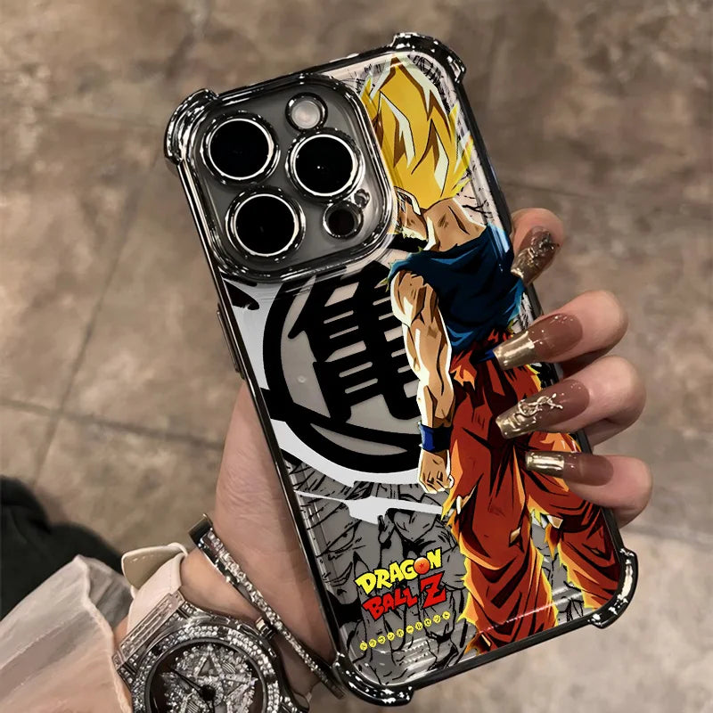 Luxury D-Dragons G-Gokus Plating Phone Case For iPhone 17 17e 16e 16 15 14 13 12 11 Pro Max XSMax Mini Air Plus Anti-Fall Balls