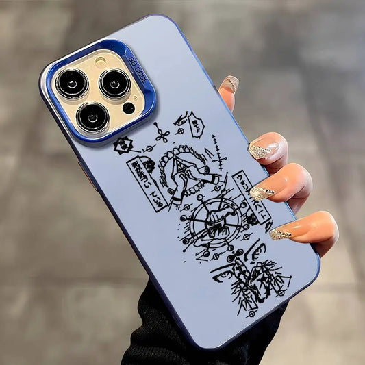 Anime J-Jujutsu Kaisen Phone Case For iPhone 16 15 14 13 12 11 Plus Pro Max multicolor Aurora laser Shockproof Funda Cover