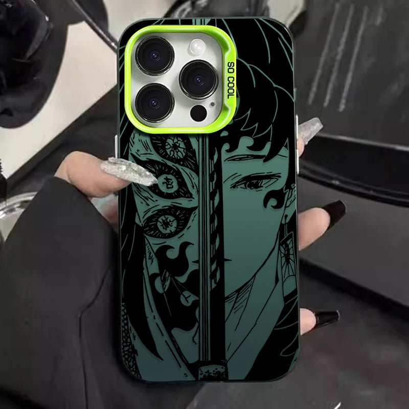 Trendy Anime Demon Slayer Frosted Case for iPhone 17 Air 16 E 15 14 Plus 13 12 Mini 11 Pro Max Acrylic Sheet Silicone Hard Cover