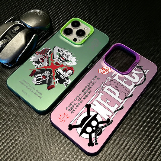 Ones Pieces Logo Phone Case for iPhone 17 Air 16 16e 15 14 Plus 13 12 11 Pro Max X Xs XR 8 Colorful Silver Hard Cover