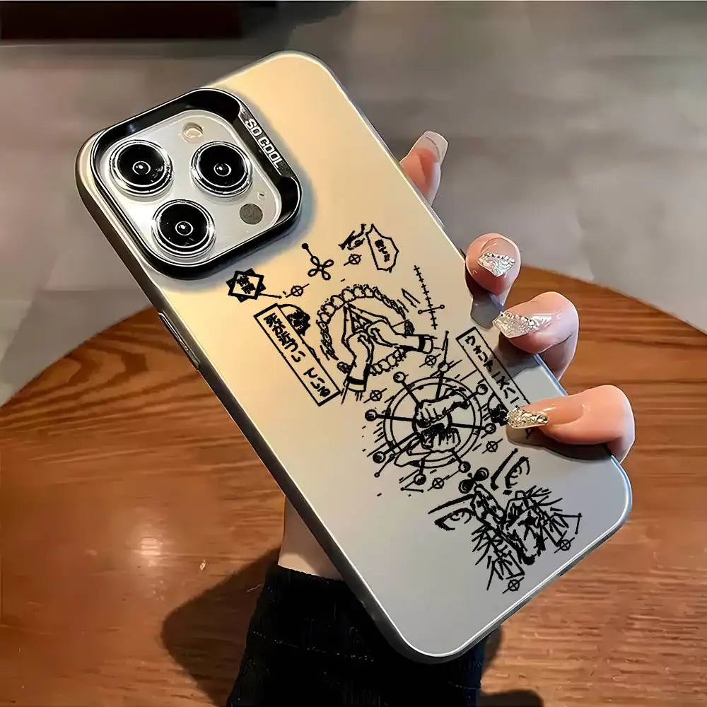 Anime J-Jujutsu Kaisen Phone Case For iPhone 16 15 14 13 12 11 Plus Pro Max multicolor Aurora laser Shockproof Funda Cover