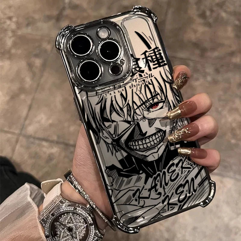 New Cool T-Tokyo Ghoul Anime Plating Phone Case For iPhone 17 17e 16 15 14 13 12 11 Pro Max X XR XSMax Mini Air Plus Anti-Fall