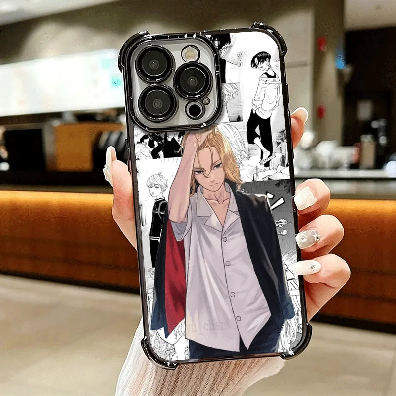 Tokyo Revengers Anime Plating Phone Case For iPhone 16 17 Pro Max Air 17E 16E 14 15 Plus 12 13 11 Anti-Fall Protection Cover