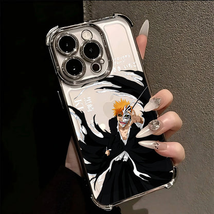 Hot Anime B-Bleachs IchigoesPlating Case for IPhone 16 15 14 13 12 11 Pro Max X XR XSMax 7 8 6 Plus Anti-Fall Airabag Back Cover