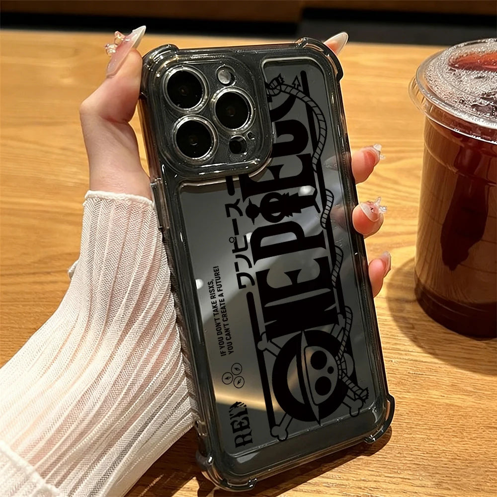 One Luffies Z-Zoroe Pieces Phone Case for iPhone 17 Air 16 16e 15 14 Plus 13 12 11 Pro Max X Xs XR 8 Black Clear Anti Drop Cover