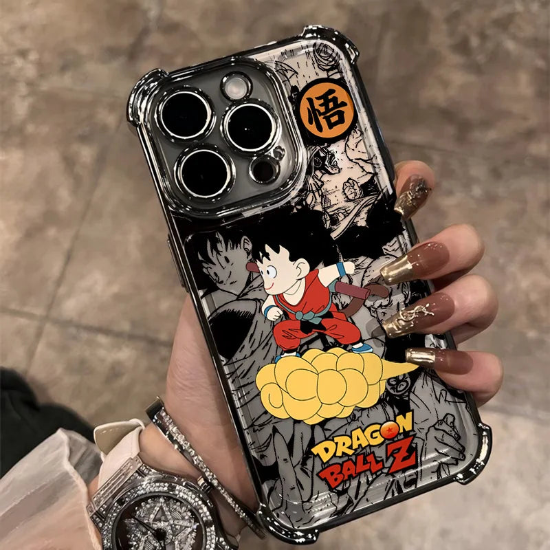 Luxury D-Dragons G-Gokus Plating Phone Case For iPhone 17 17e 16e 16 15 14 13 12 11 Pro Max XSMax Mini Air Plus Anti-Fall Balls