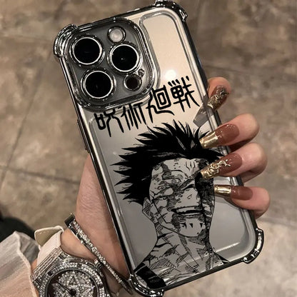 Hot Anime Jujutsu Kaisen Gojo Plating Phone Case For iPhone 16e 15 14 13 12 11 Pro Max X XR XSMax 7 8 6 Plus Anti-Fall Airabag