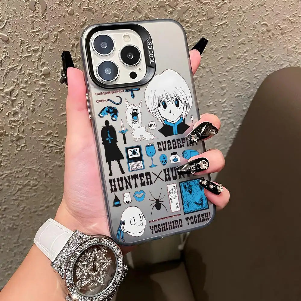 HUNTER HUNTER Phone Case For lMDColor Silver Shell For lPhone 17 16 e 15 14 13 12 11 Pro Max Plus