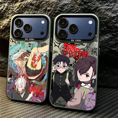DAN DA DAN Anime Phone Case For iPhone 11 12 13 14 15 16 17 E Pro Max Plus Mini Electroplated Silver IMD Laser Black Cover