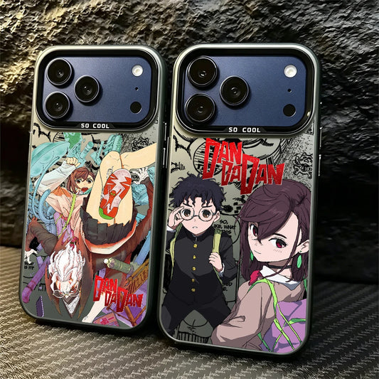 DAN DA DAN Anime Phone Case For iPhone 11 12 13 14 15 16 17 E Pro Max Plus Mini Electroplated Silver IMD Laser Black Cover