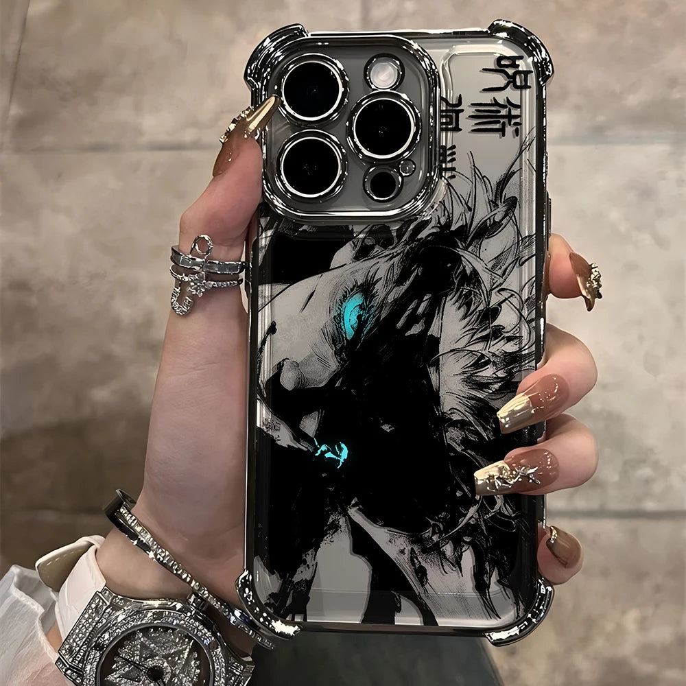 Jujutsu Kaisen Gojo Satoru New Plating Case For iPhone 16 15 14 13 12 11 Pro Max X XR XSMax 7 8 6 Plus Anti-Fall Airabag Back
