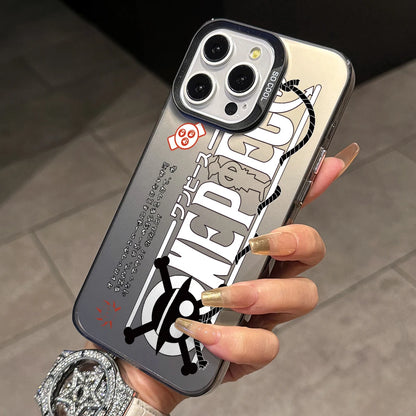 Ones Pieces Logo Phone Case for iPhone 17 Air 16 16e 15 14 Plus 13 12 11 Pro Max X Xs XR 8 Colorful Silver Hard Cover