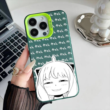Spy Family Anya Phone Case For IPhone 16 15 14 13 12 17 Pro Max Metal Silver Button Electroplated Mobile Device