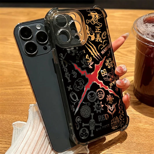 One Luffies Z-Zoroe Pieces Phone Case for iPhone 17 Air 16 16e 15 14 Plus 13 12 11 Pro Max X Xs XR 8 Black Clear Anti Drop Cover