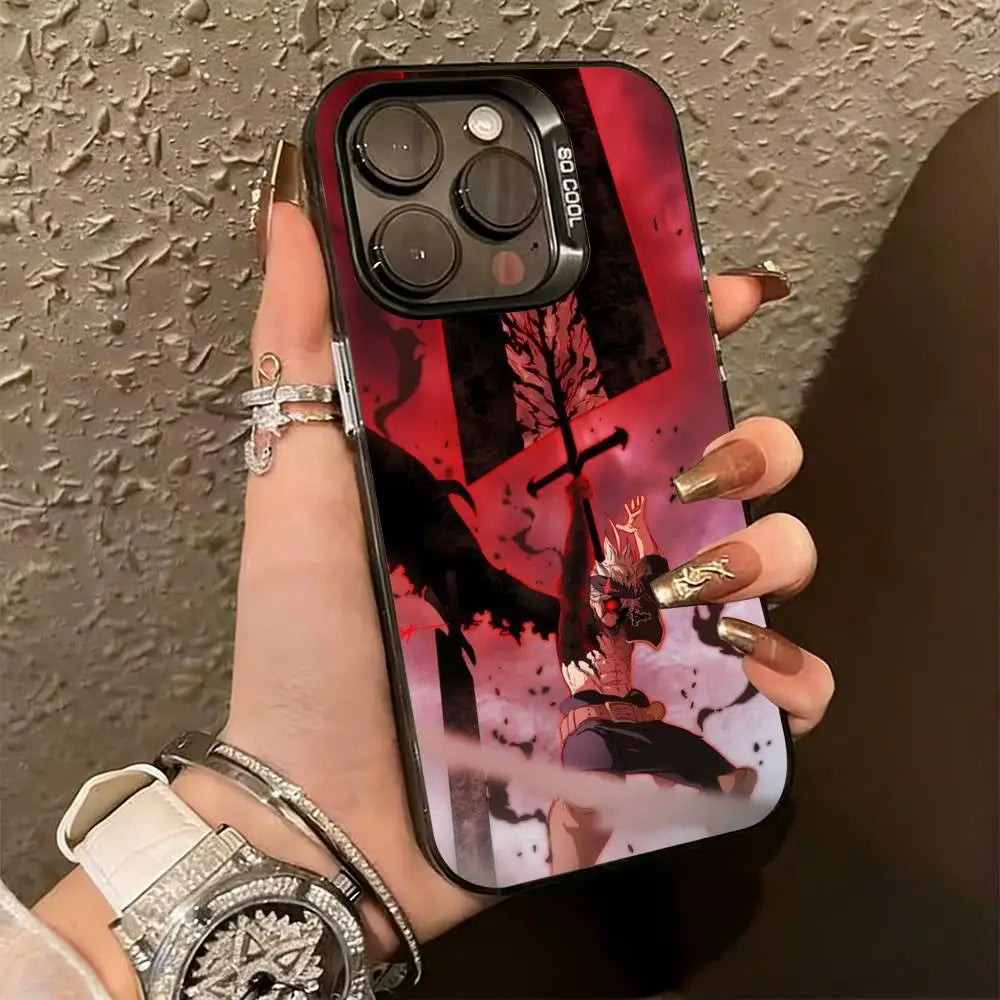 Black Clover A-Asta Cool  Phone Case For iPhone 17,16,15,14,13,12,11 Plus,Pro Max,XS,Colorful Silver Black Cover