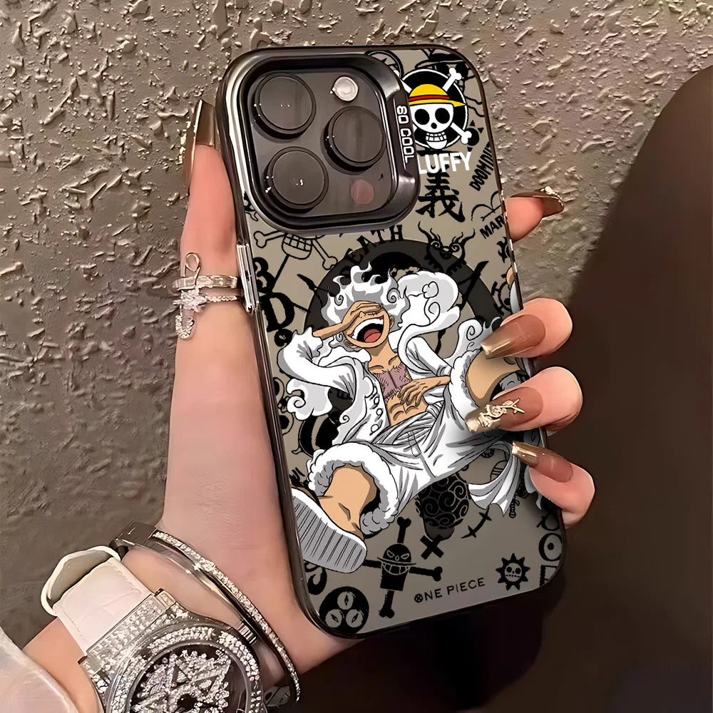 Anime O-Ones Pieces Luffys Zoros Magnetic Case for iPhone 12 13 14 15 16 17 Air Pro Max Plus Soft Silver Plated Anti Fall Cover