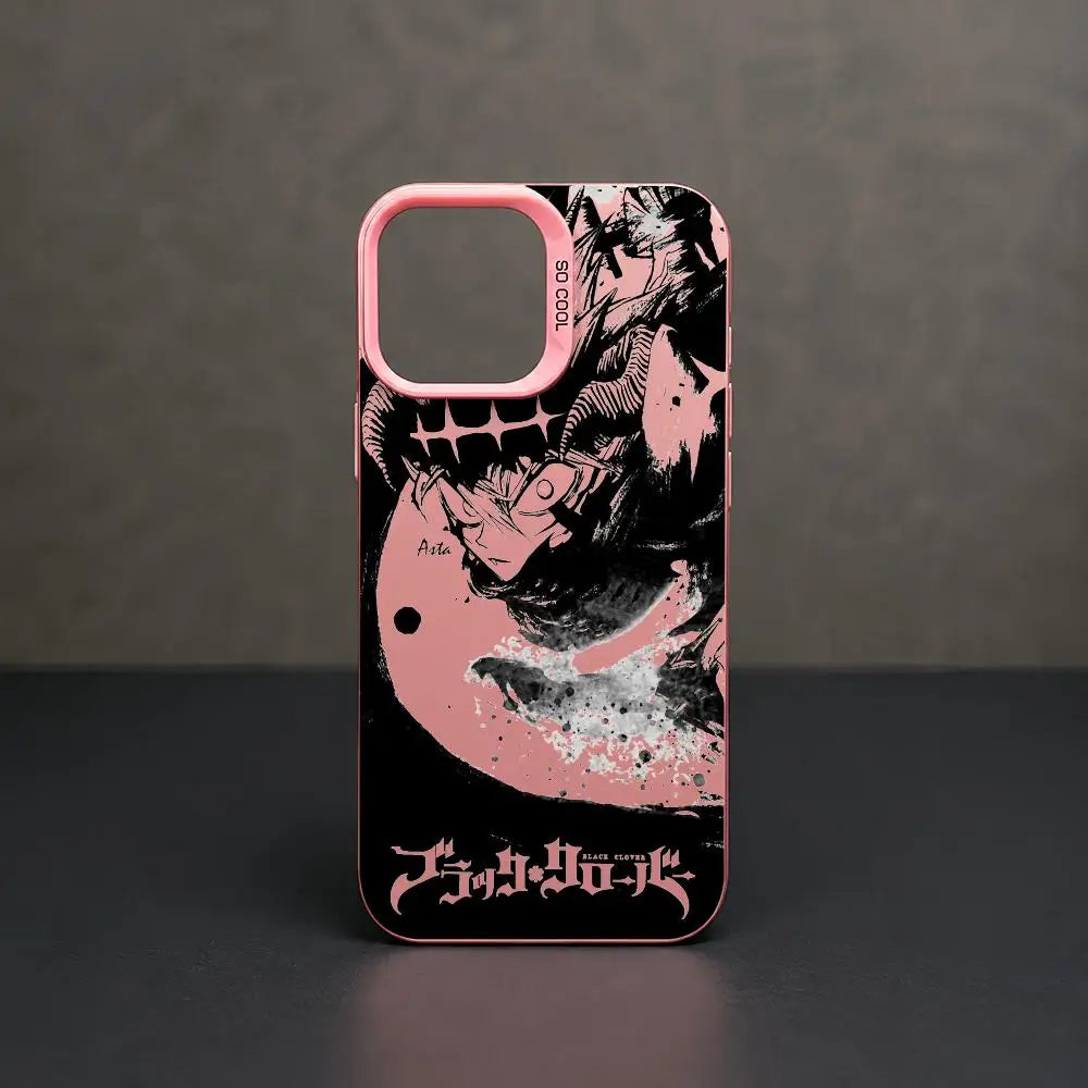 Asta Cartoon B-Black Clover Phone Case iPhone 11/12/13/14/15/16/17 Pro Max Aurora TPU Case Shockproof Slim Stylish Cover