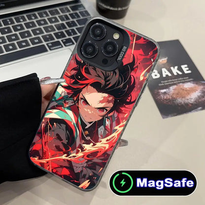 Demon Slayer Tanjiro Phone Case for iPhone 16 15 14 13 12 11 Pro Max Plus MagSafe Translucent Colour Printing Smartphone Cover