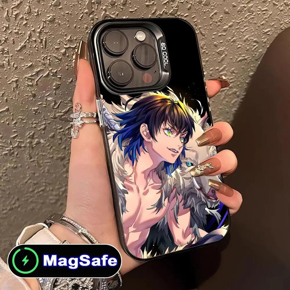 Demon Slayer Inosuke Phone Case for iPhone 16 15 14 13 12 11 Pro Max Plus MagSafe Translucent Colour Protective Smartphone Cover