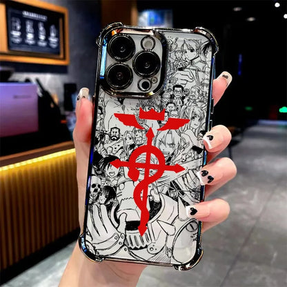 Anime Fullmetal Alchemist Plating Phone Case For Xiaomi 15 14 13 Poco F4 F5 X7 X6 X5 X3 Pro Ultra 5G Anti Fall Airbag Back Cover