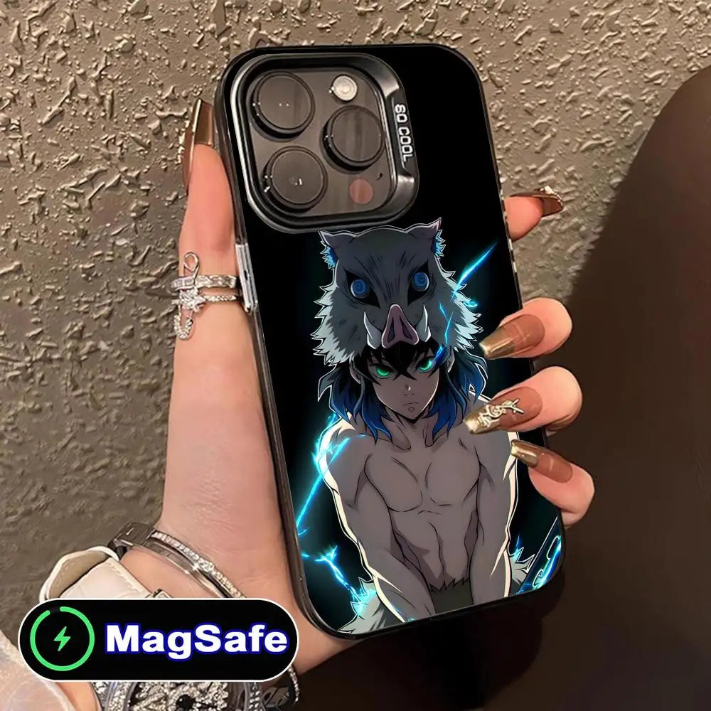 Demon Slayer Inosuke Phone Case for iPhone 16 15 14 13 12 11 Pro Max Plus MagSafe Translucent Colour Protective Smartphone Cover