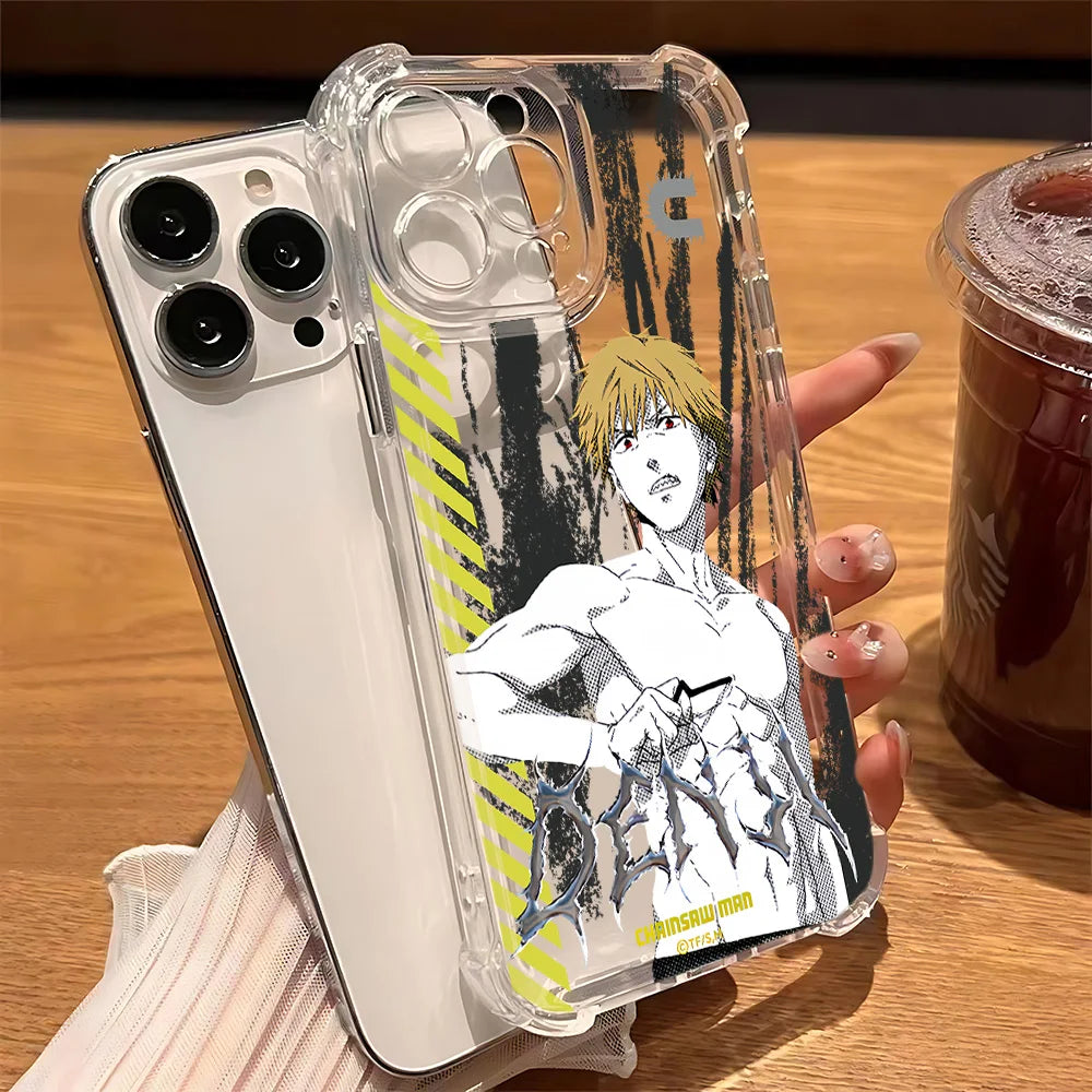 Chainsaw Man Anime Anti Fall Clear Phone Case For Xiaomi Redmi 14C 13C 12C K50 K40 Note 14 13 12 11 10 9S A1 A2 Pro Plus 4G 5G