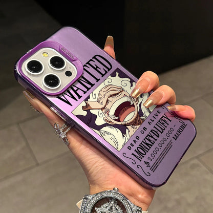 Luffys Nika Wanted Phone Case for iPhone 17 Air 16 16e 15 14 Plus 13 12 11 Pro Max X Xs XR 8 Colorful Silver Hard Cover