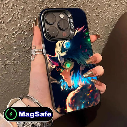 Demon Slayer Inosuke Phone Case for iPhone 16 15 14 13 12 11 Pro Max Plus MagSafe Translucent Colour Protective Smartphone Cover
