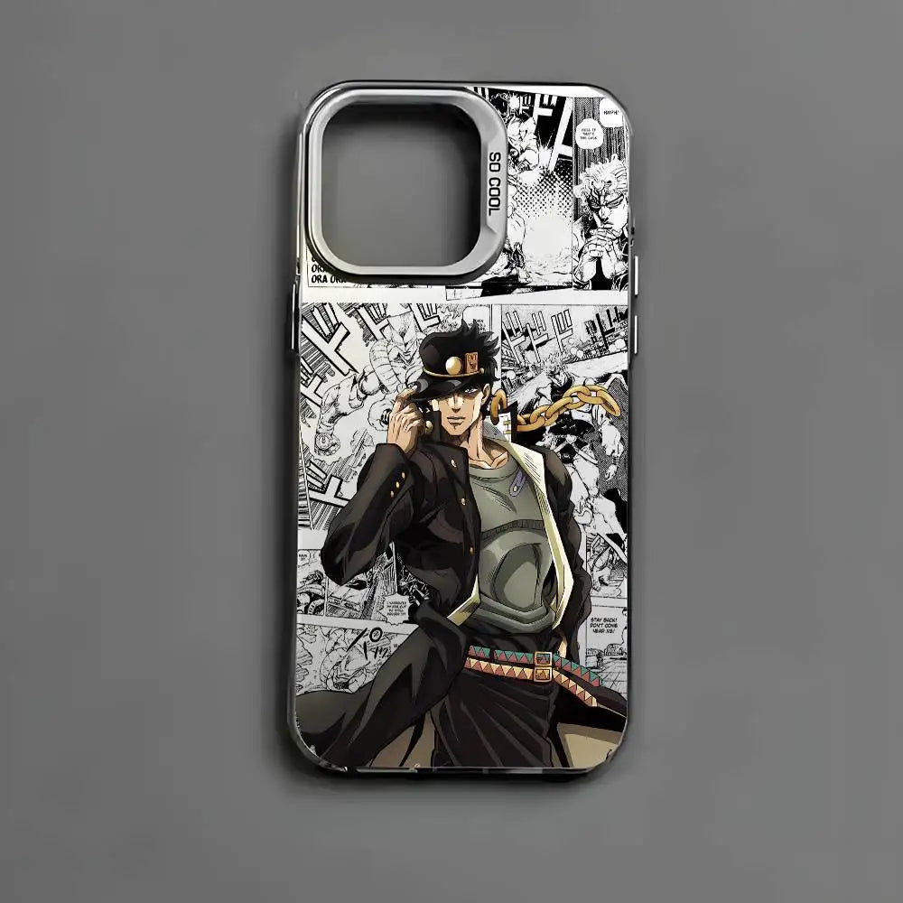 Anime J-JOJO Cool Phone Case For iPhone 17 16 15 14 13 12 11 Pro Max Air multicolor Matte Laser Metallic Aurora Funda