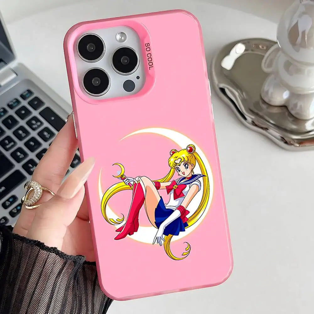 Phone Case For iPhone 17,16,15,14,13,12,11,Pro,XS,Max,Plus,Mini,SE Anime S-Sailor-M-Moon Pink Candy Matte Shockproof Cover