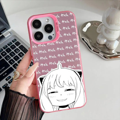 Spy Family Anya Phone Case For IPhone 16 15 14 13 12 17 Pro Max Metal Silver Button Electroplated Mobile Device