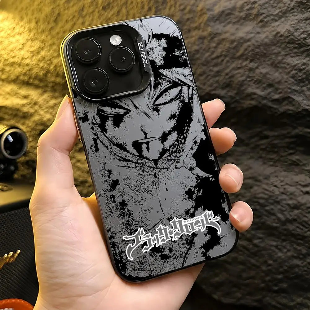 Asta Cartoon B-Black Clover Phone Case iPhone 11/12/13/14/15/16/17 Pro Max Aurora TPU Case Shockproof Slim Stylish Cover