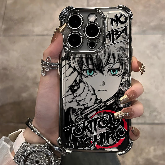 Anime Demons Slayers Plating Phone Case For iPhone 17 16e 16 15 14 13 12 11 Pro Max X XR XSMax 8 Mini Air Plus Anti-Fall Airabag