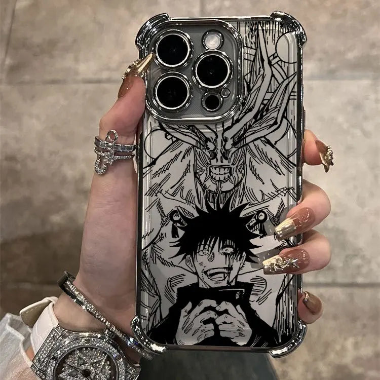 Hot Anime Jujutsu Kaisen Gojo Plating Phone Case For iPhone 16e 15 14 13 12 11 Pro Max X XR XSMax 7 8 6 Plus Anti-Fall Airabag