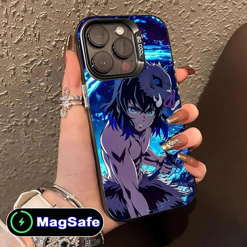 Demon Slayer Inosuke Phone Case for iPhone 16 15 14 13 12 11 Pro Max Plus MagSafe Translucent Colour Protective Smartphone Cover