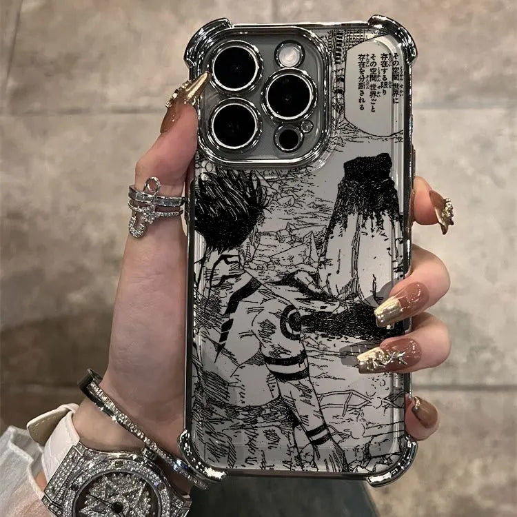 Hot Anime Jujutsu Kaisen Gojo Plating Phone Case For iPhone 16e 15 14 13 12 11 Pro Max X XR XSMax 7 8 6 Plus Anti-Fall Airabag