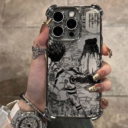 Hot Anime Jujutsu Kaisen Gojo Plating Phone Case For iPhone 16e 15 14 13 12 11 Pro Max X XR XSMax 7 8 6 Plus Anti-Fall Airabag